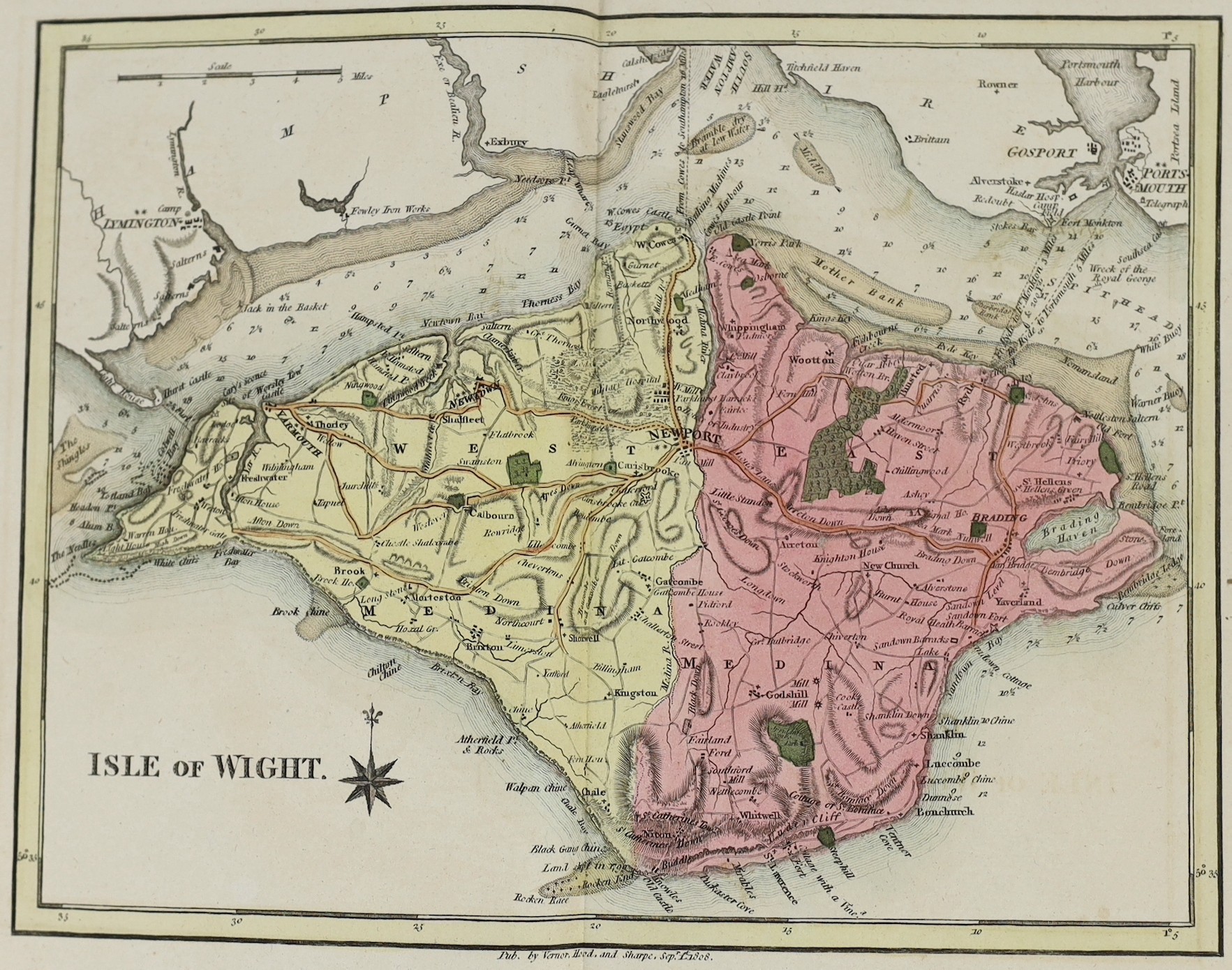 ISLE OF WIGHT: Cooke, William - A New Picture of the Isle of Wight ... an introductory account of the Island and a voyage round its coast. 2nd edition, with improvements. d-page coloured map and 36 plates